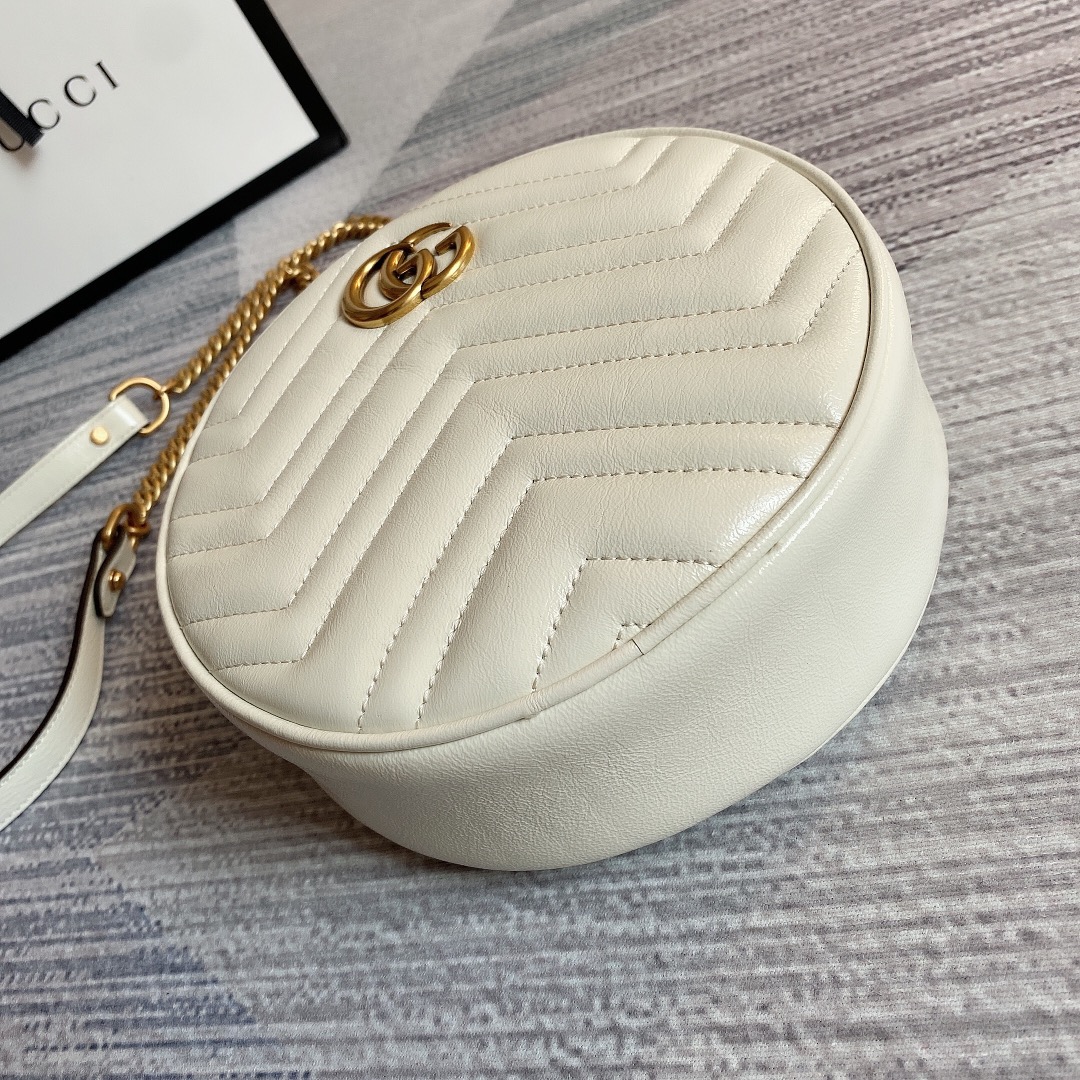 Marmont Mini Round Shoulder Bag 550154 White